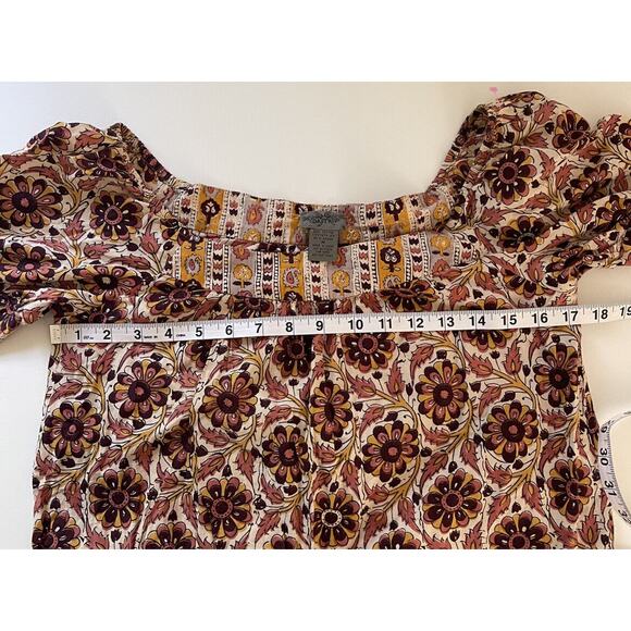 Daytrip Women’s Floral Printed Tie Short Sleeve Top Fall Floral Blouse Medium - Picture 6 of 6